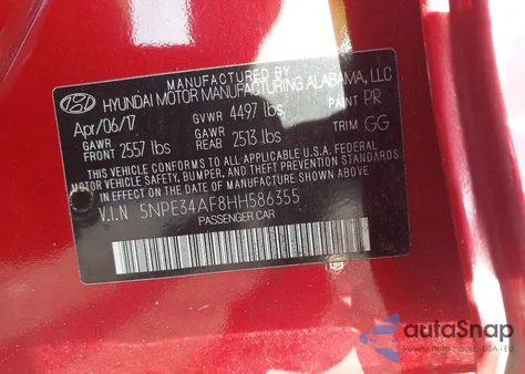 2017 Hyundai Sonata Sport from USA, damaged, VIN 5NPE34AF8HH586355